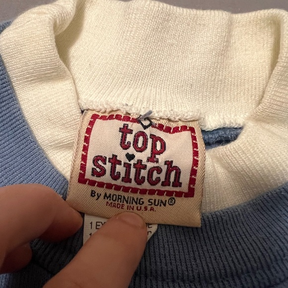 Vintage Grannycore Top Stitch Light Blue Birdhouse Sweater Size 1x 2 Small Spots - Picture 4 of 9